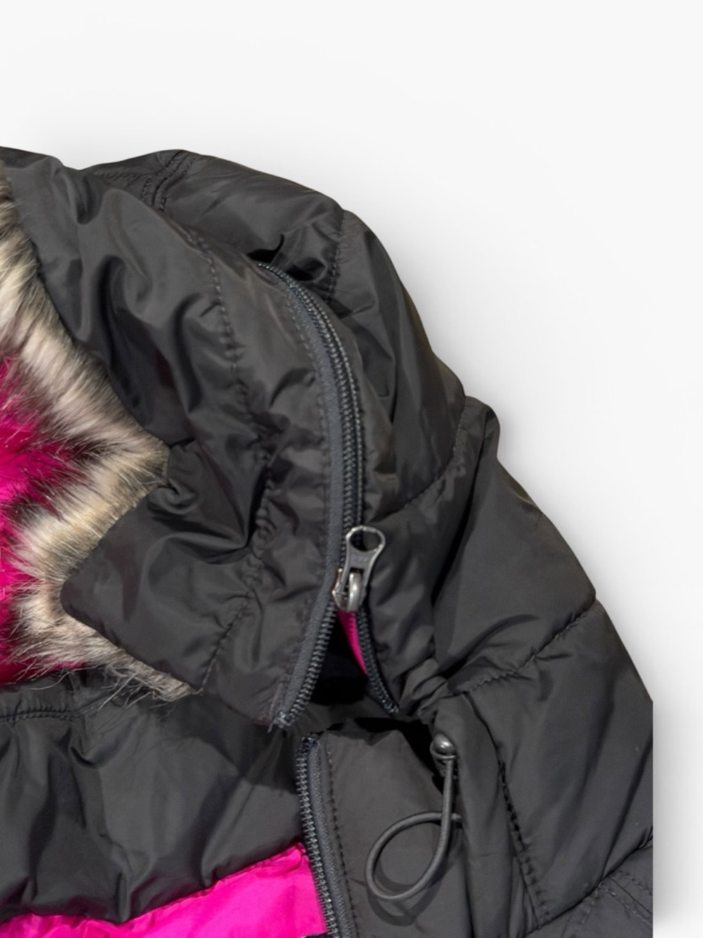 The North Face Women's Gray Puffer Jacket 550 Pink Lining and Faux Fur Hood - S - Picture 8 of 12
